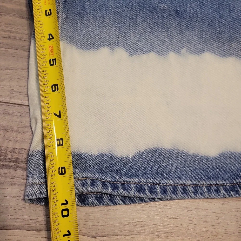 MNG Tie-Dye Bleach Long Bermuda Denim Jean‎ Shorts Womens 2 100% Cotton NEW